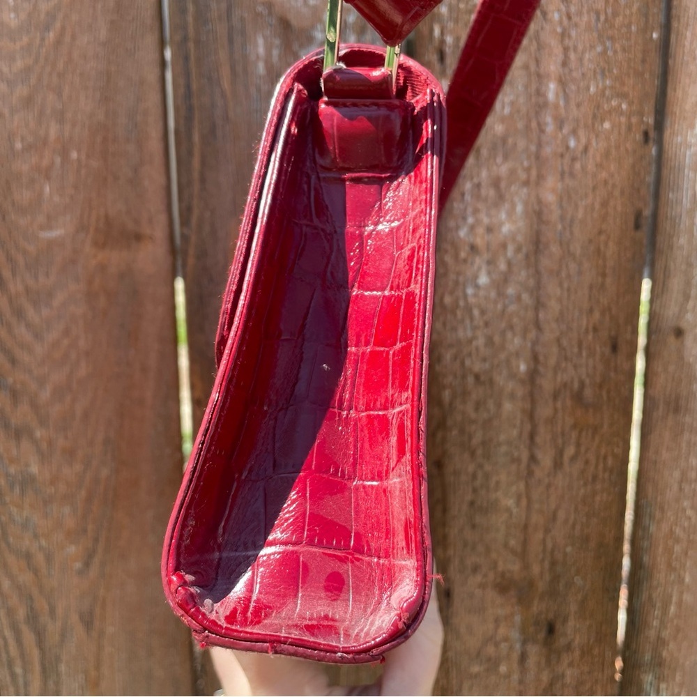 RALPH LAUREN Women’s Red Crocodile Pattern Shoulder Bag Vintage - Picture 10 of 16